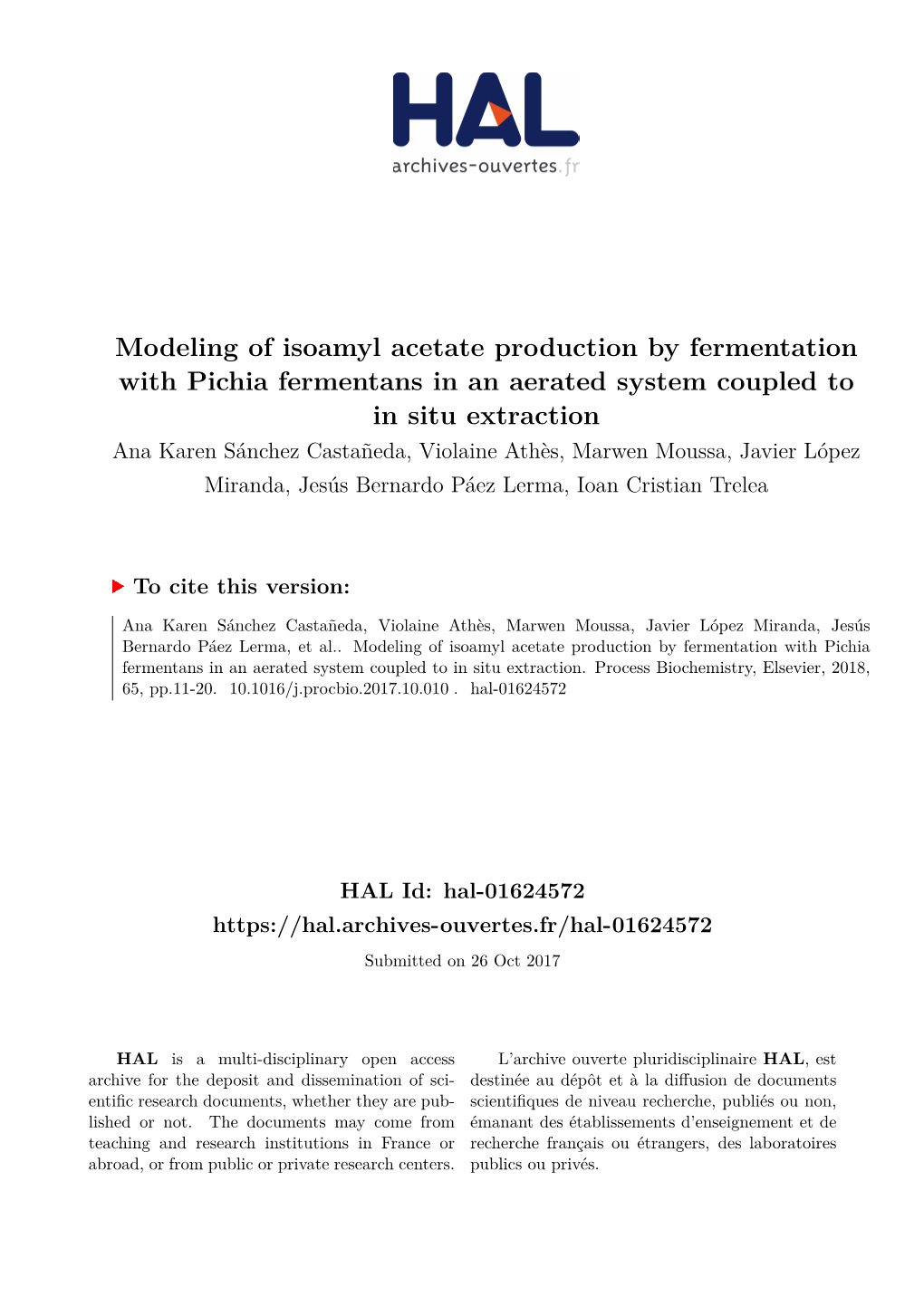 Modeling of Isoamyl Acetate Production by Fermentation With
