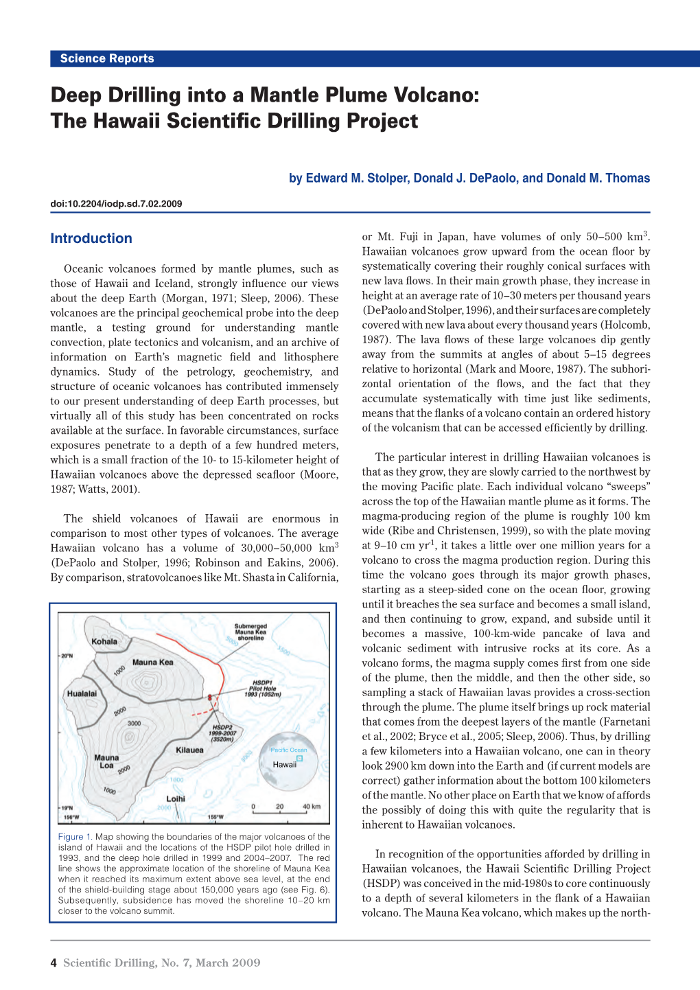 Deep Drilling Into a Mantle Plume Volcano: the Hawaii Scientific Drilling Project