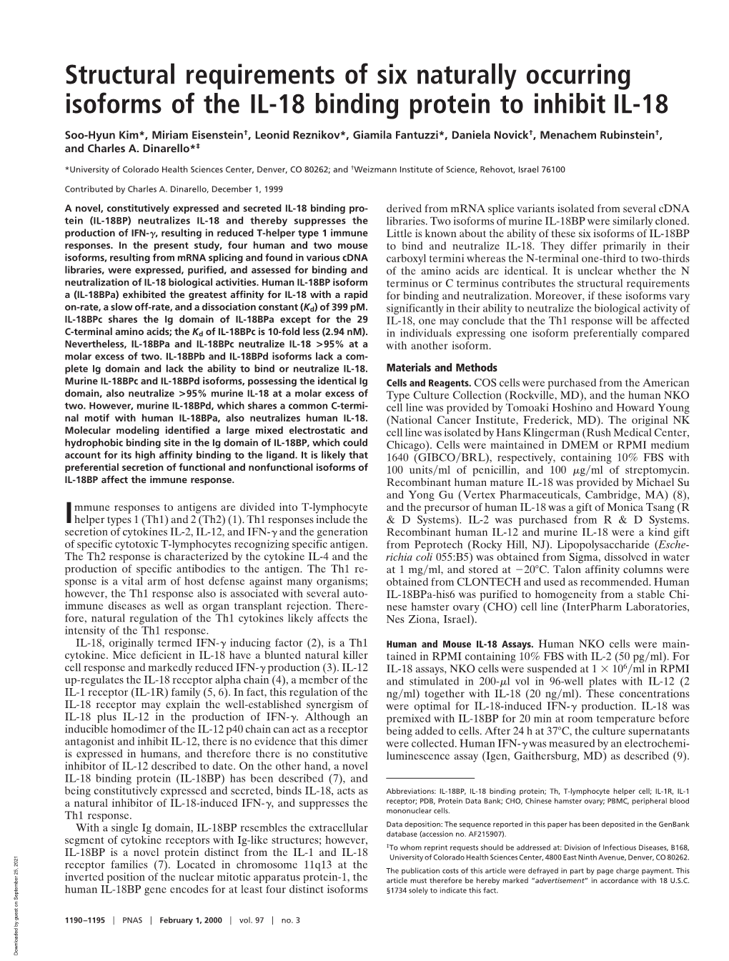 Structural Requirements of Six Naturally Occurring Isoforms of the IL-18 Binding Protein to Inhibit IL-18