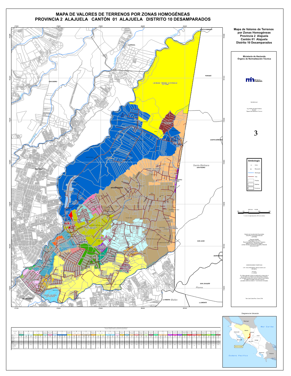 Mapa De Valores De Terrenos Por Zonas Homogéneas Provincia 2 Alajuela Cantón 01 Alajuela Distrito 10 Desamparados