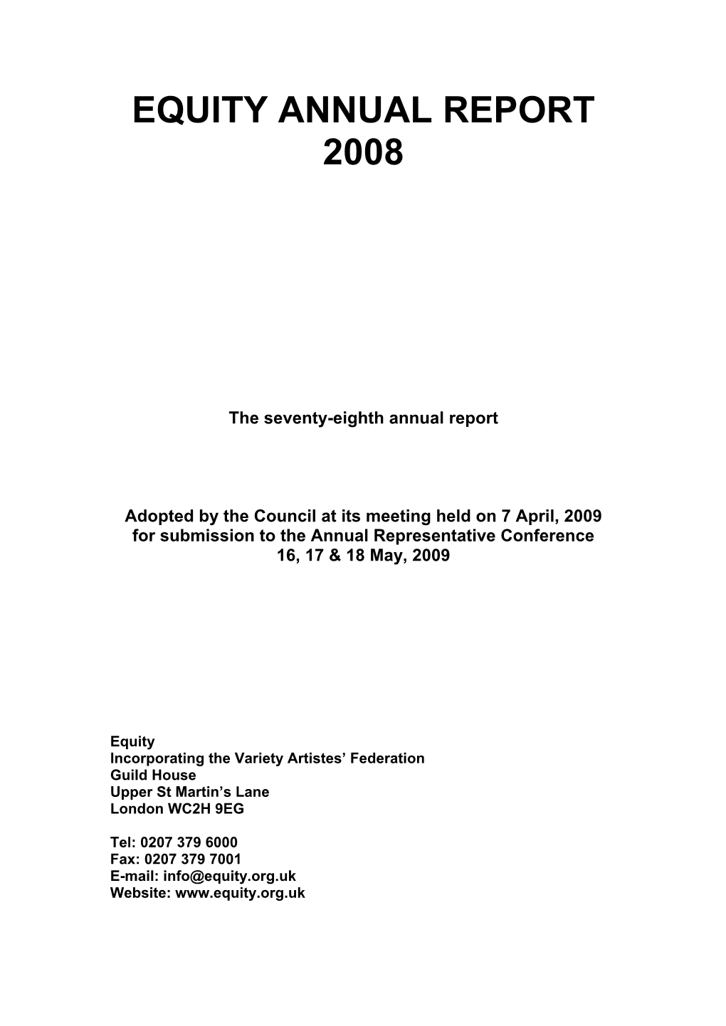 Equity Annual Report 2008