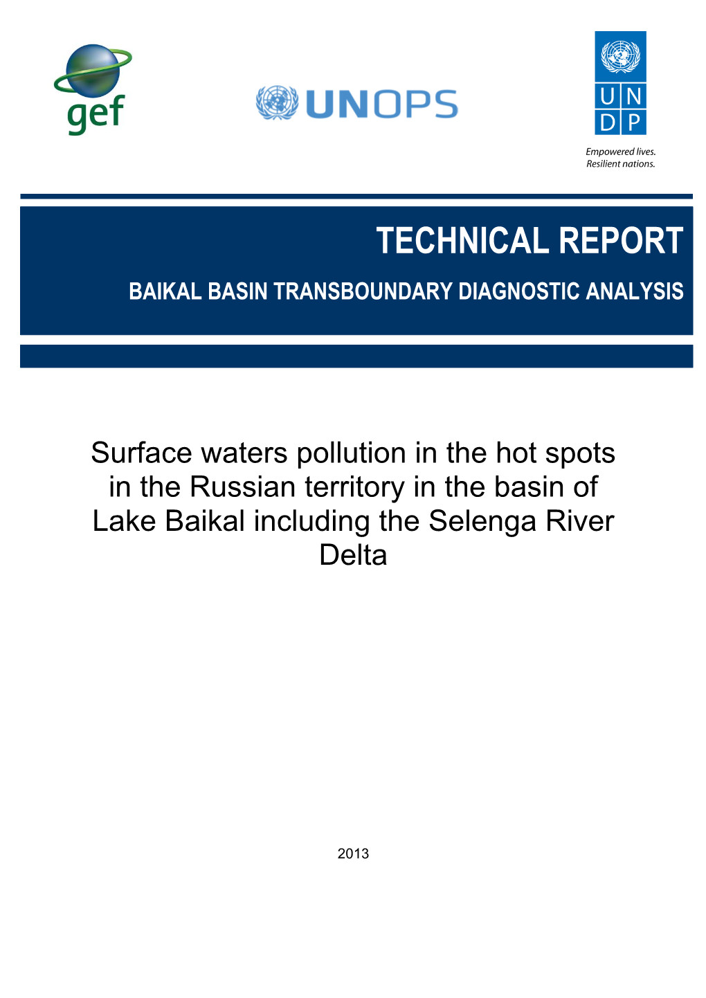 Technical Report Baikal Basin Transboundary Diagnostic Analysis