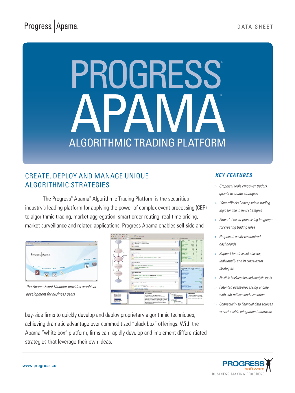 Progress Apama Algorithmic Trading Platform Data Sheet