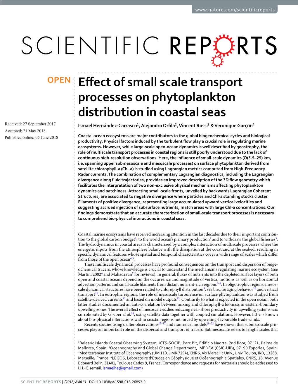 Effect of Small Scale Transport Processes on Phytoplankton Distribution in Coastal Seas