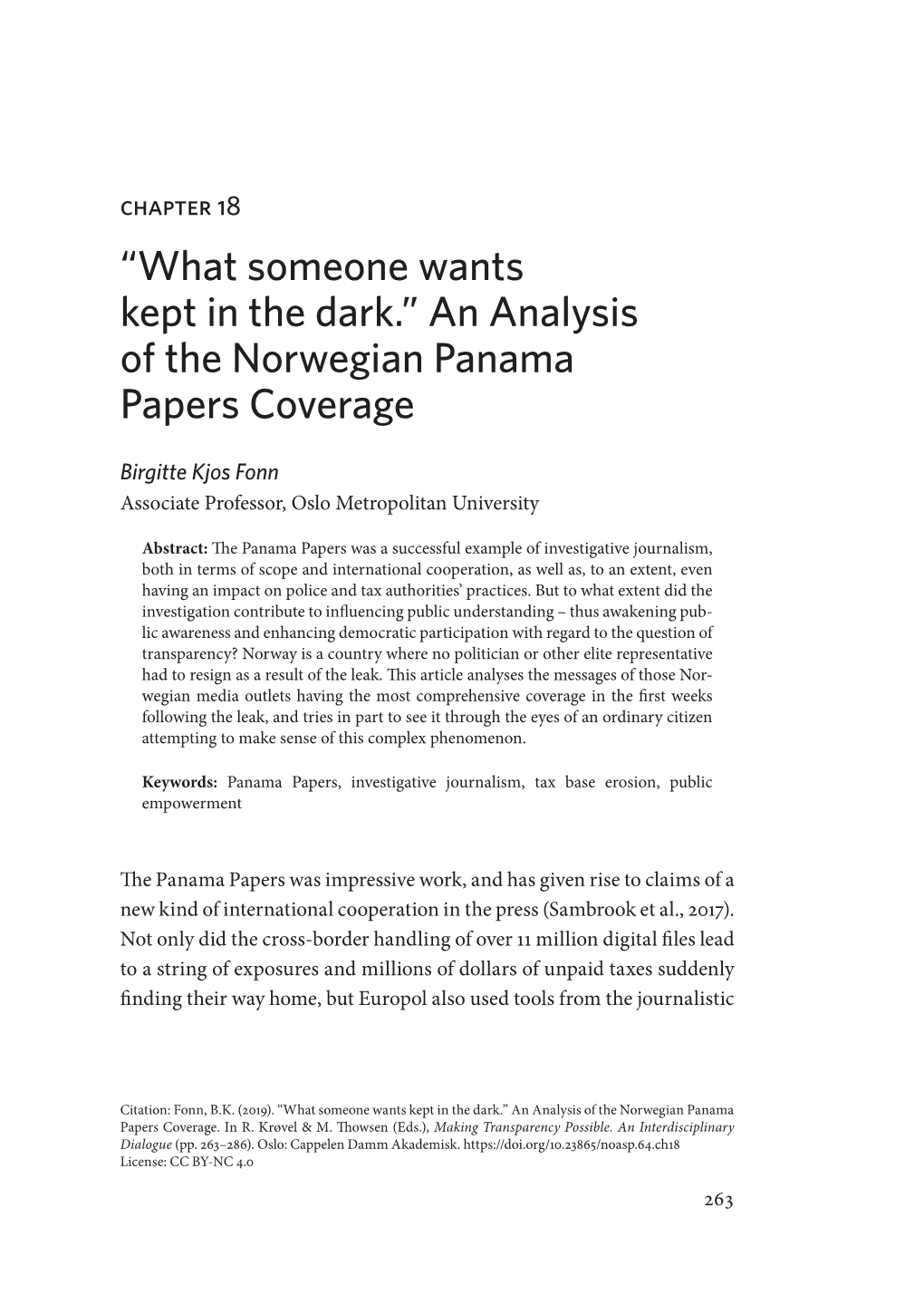 An Analysis of the Norwegian Panama Papers Coverage