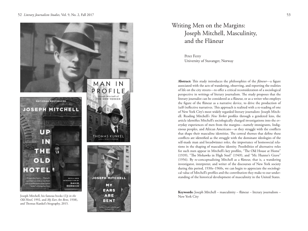 Writing Men on the Margins: Joseph Mitchell, Masculinity, and the Flâneur