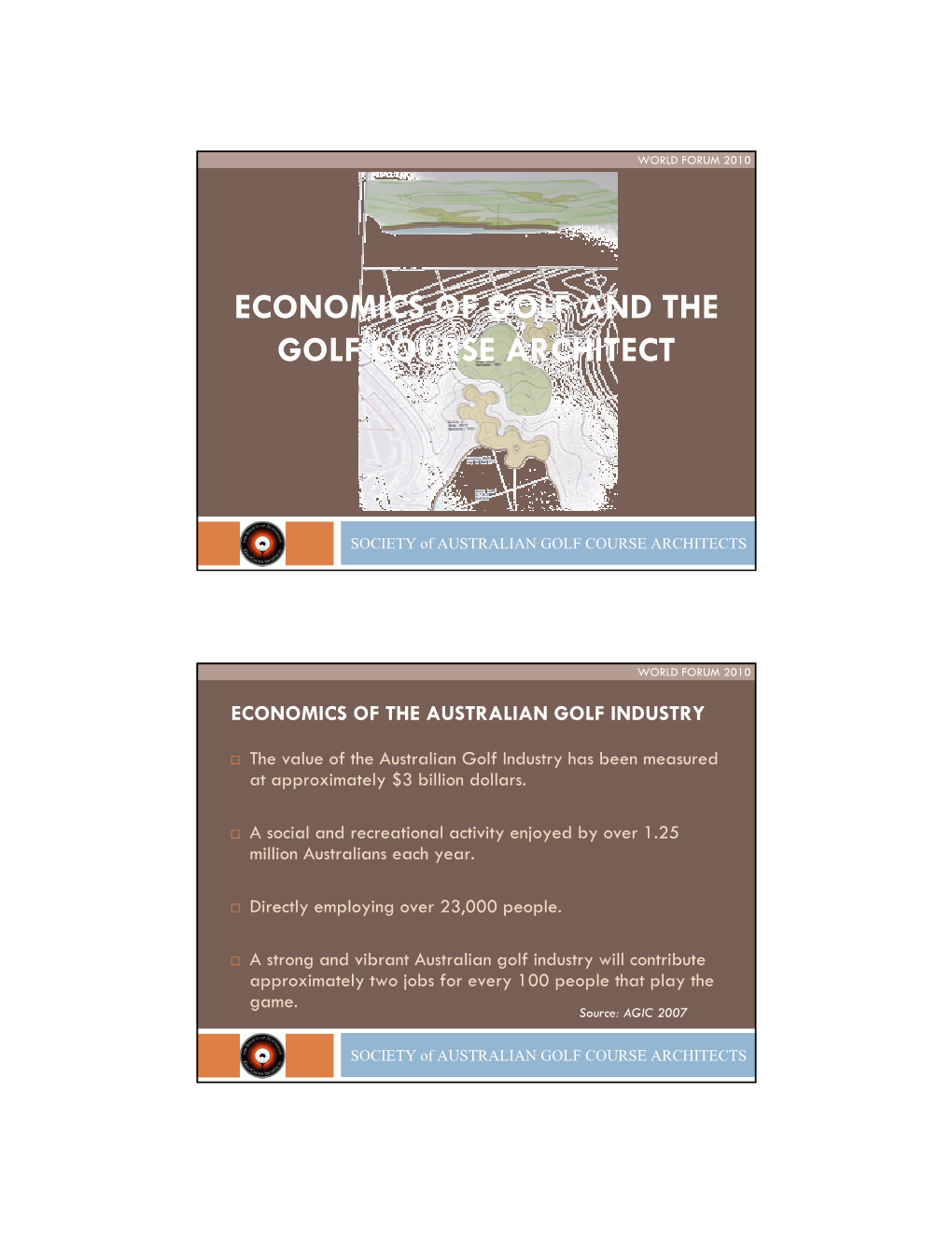 Economics of Golf and the Golf Course Architect