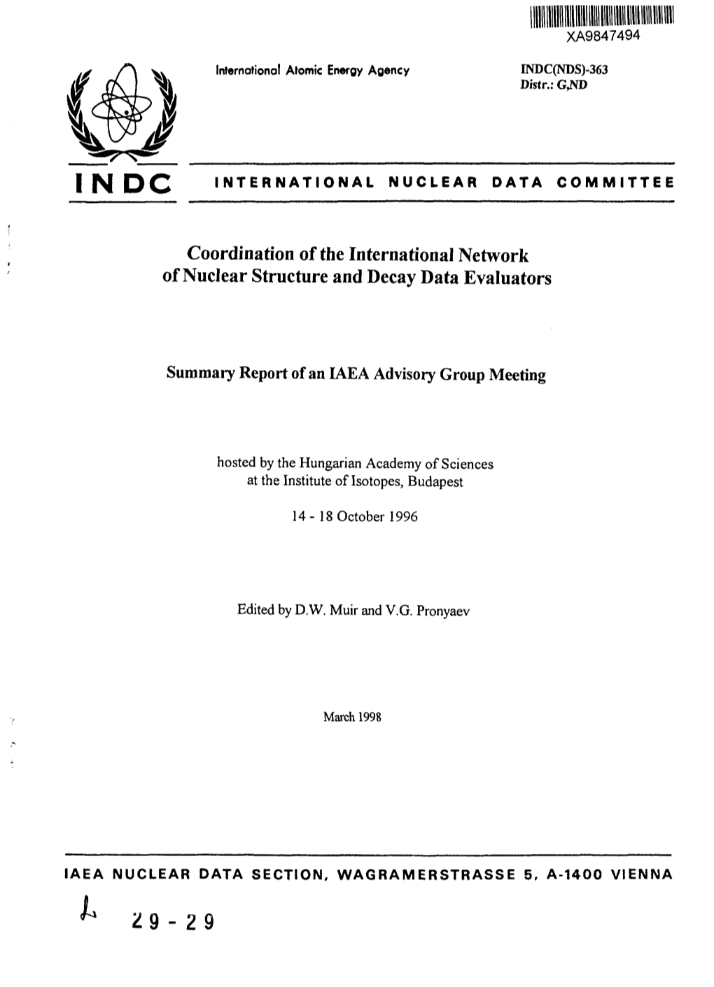 Coordination of the International Network of Nuclear Structure and Decay Data Evaluators