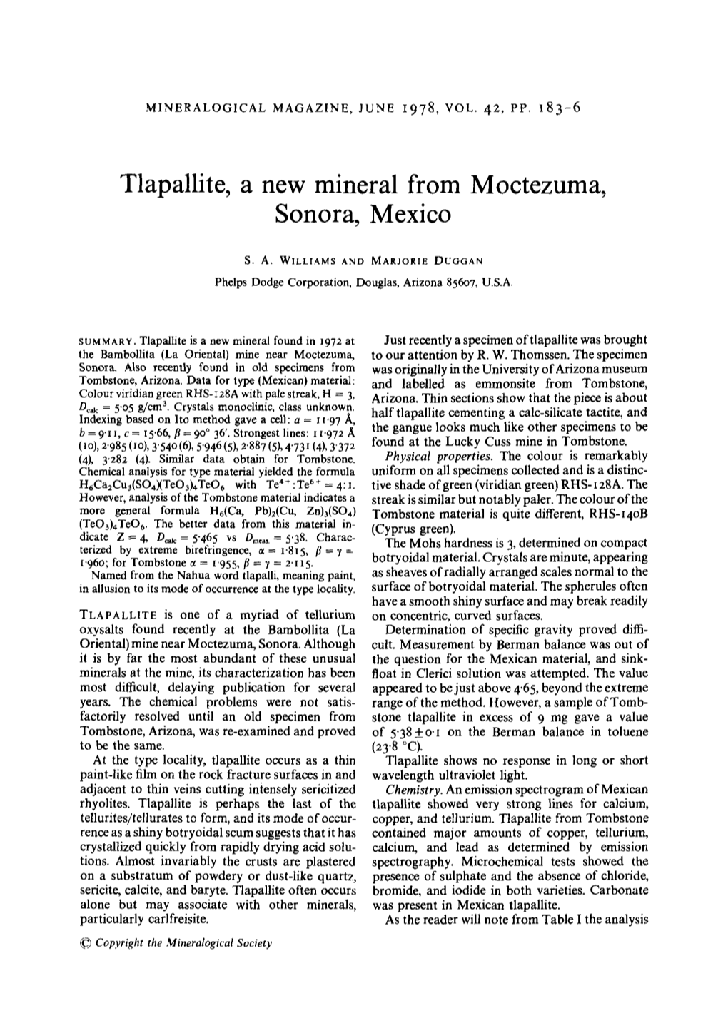 Tlapallite, a New Mineral from M Octezuma, Sonora, Mexico