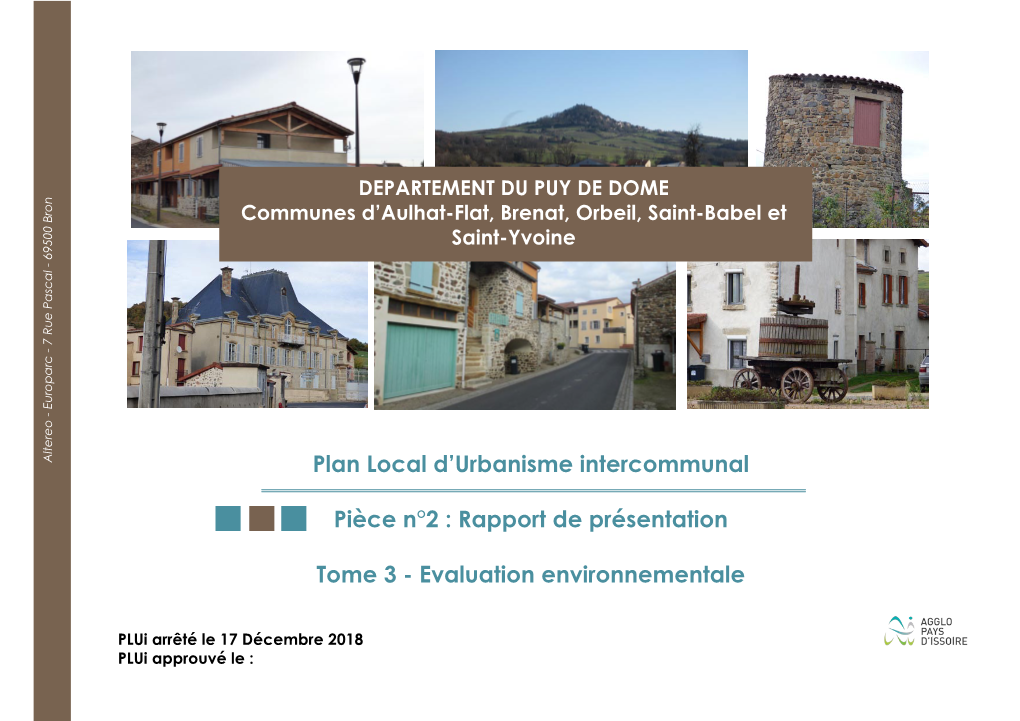 Plan Local D'urbanisme Intercommunal Pièce N°2 : Rapport De Présentation Tome 3