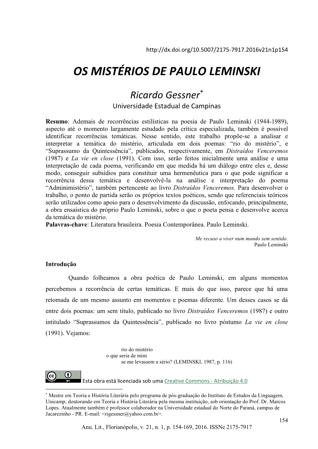 Os Mistérios De Paulo Leminski