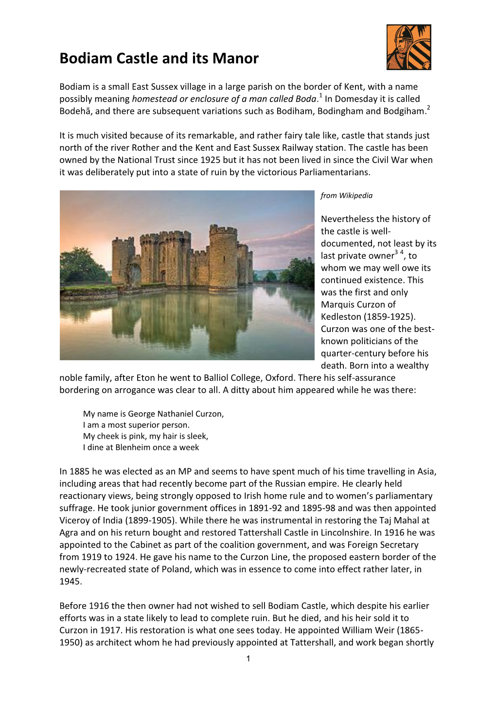 Bodiam Castle and Its Manor