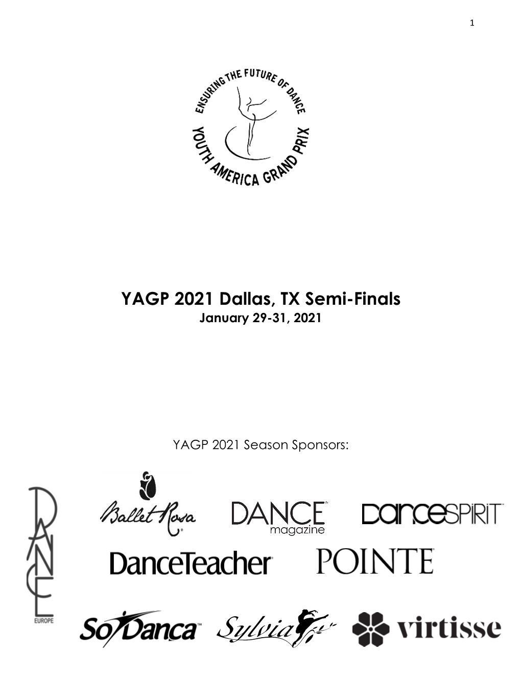 YAGP 2021 Dallas, TX Semi-Finals January 29-31, 2021