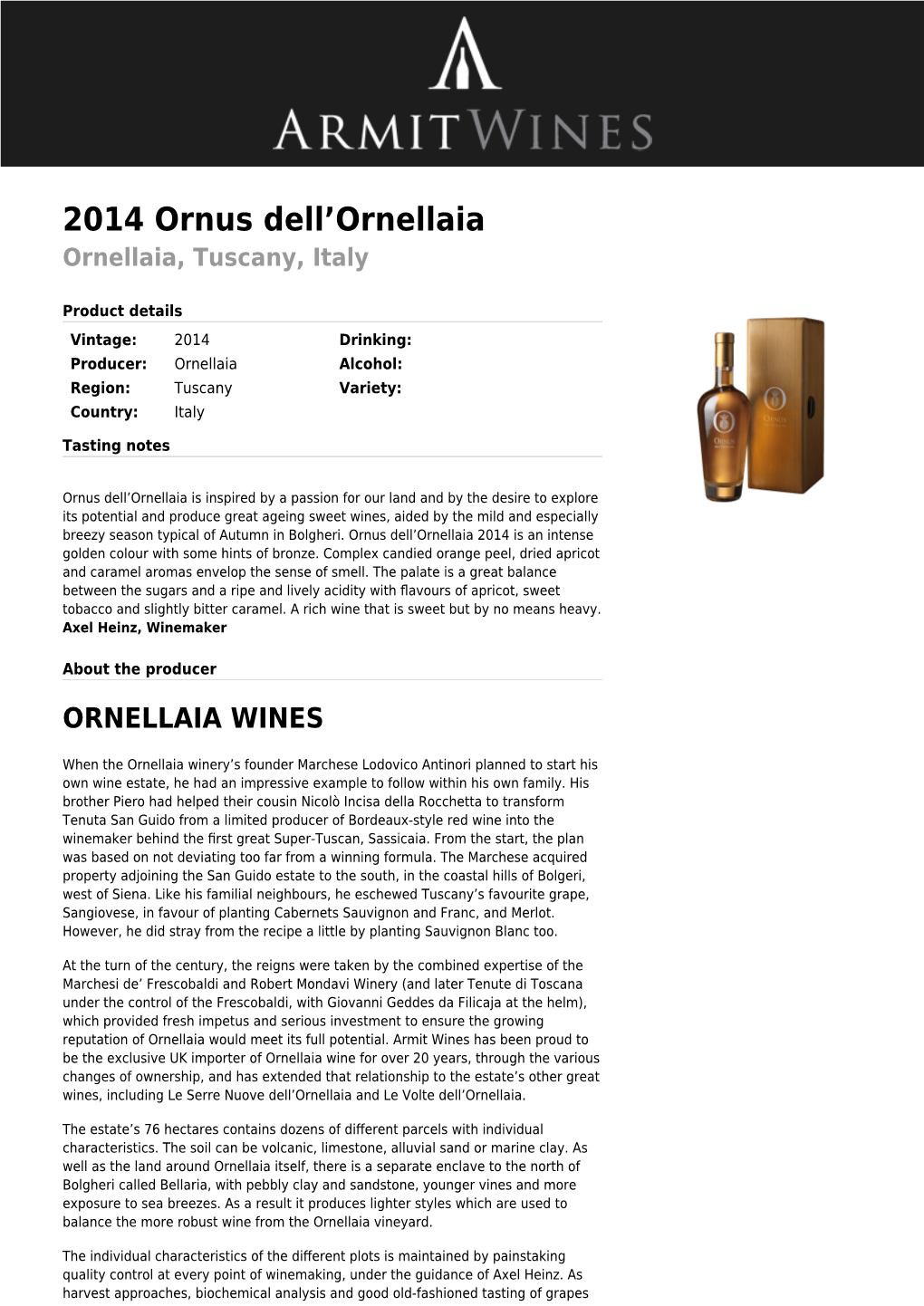 2014 Ornus Dell'ornellaia