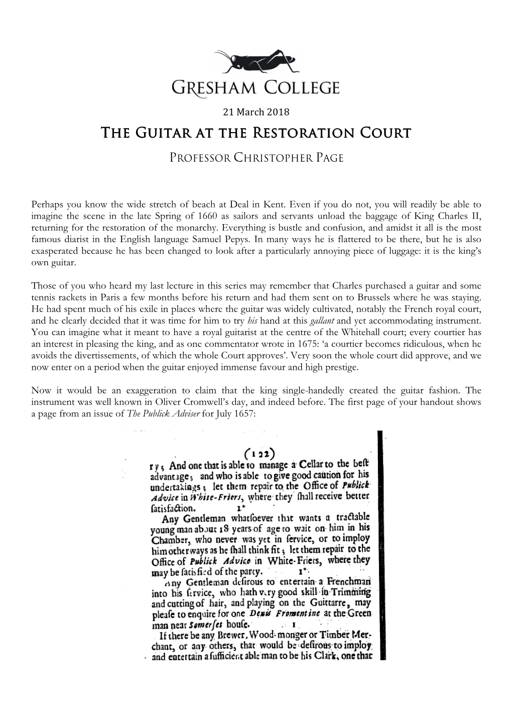 The Guitar at the Restoration Court