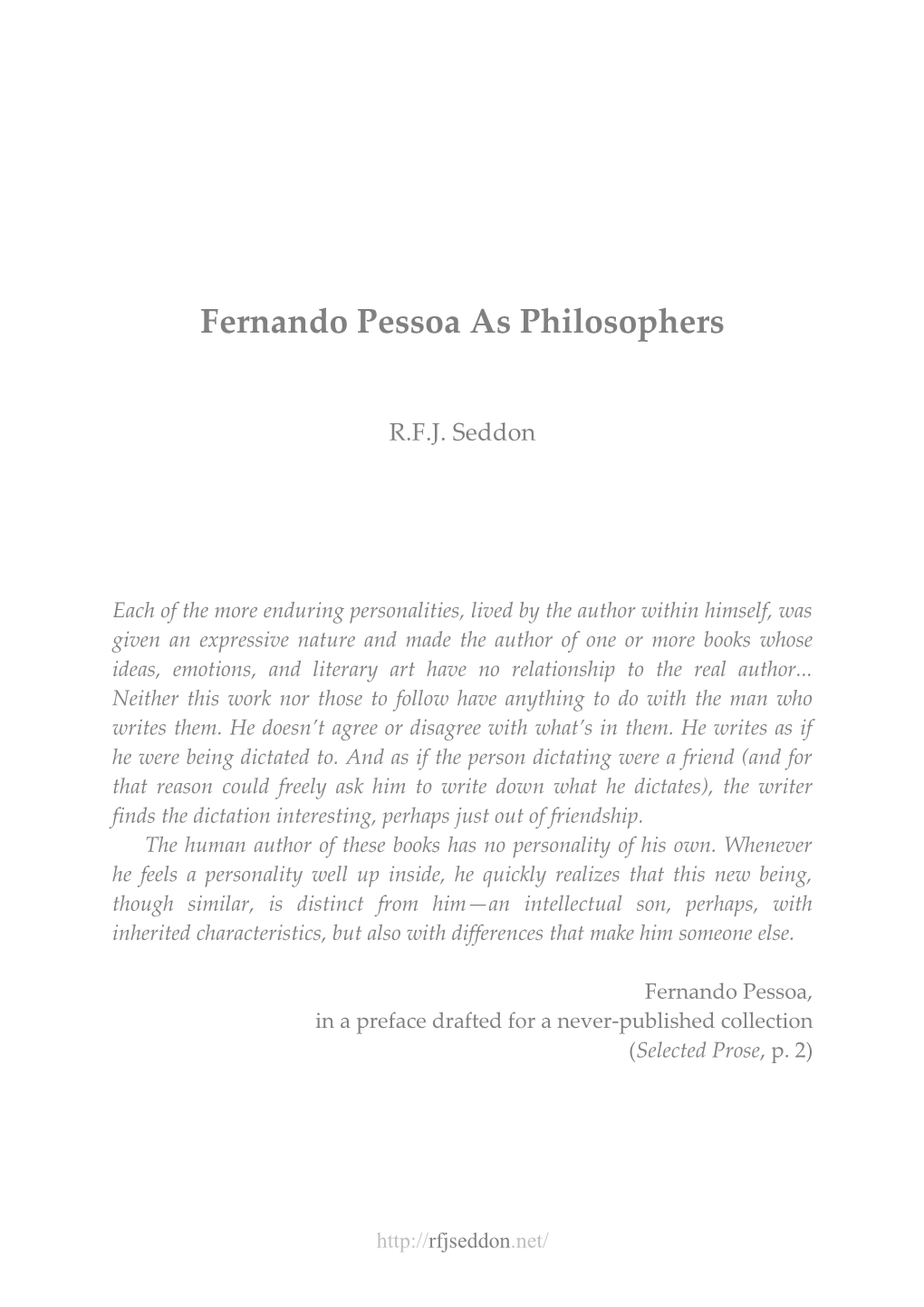 Fernando Pessoa As Philosophers