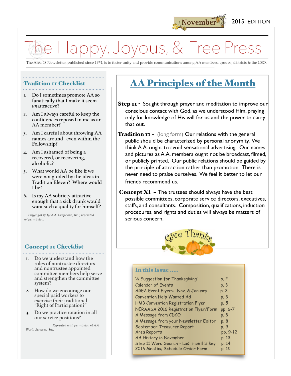 November Edition "Happy, Joyous, & Free Press" for Website
