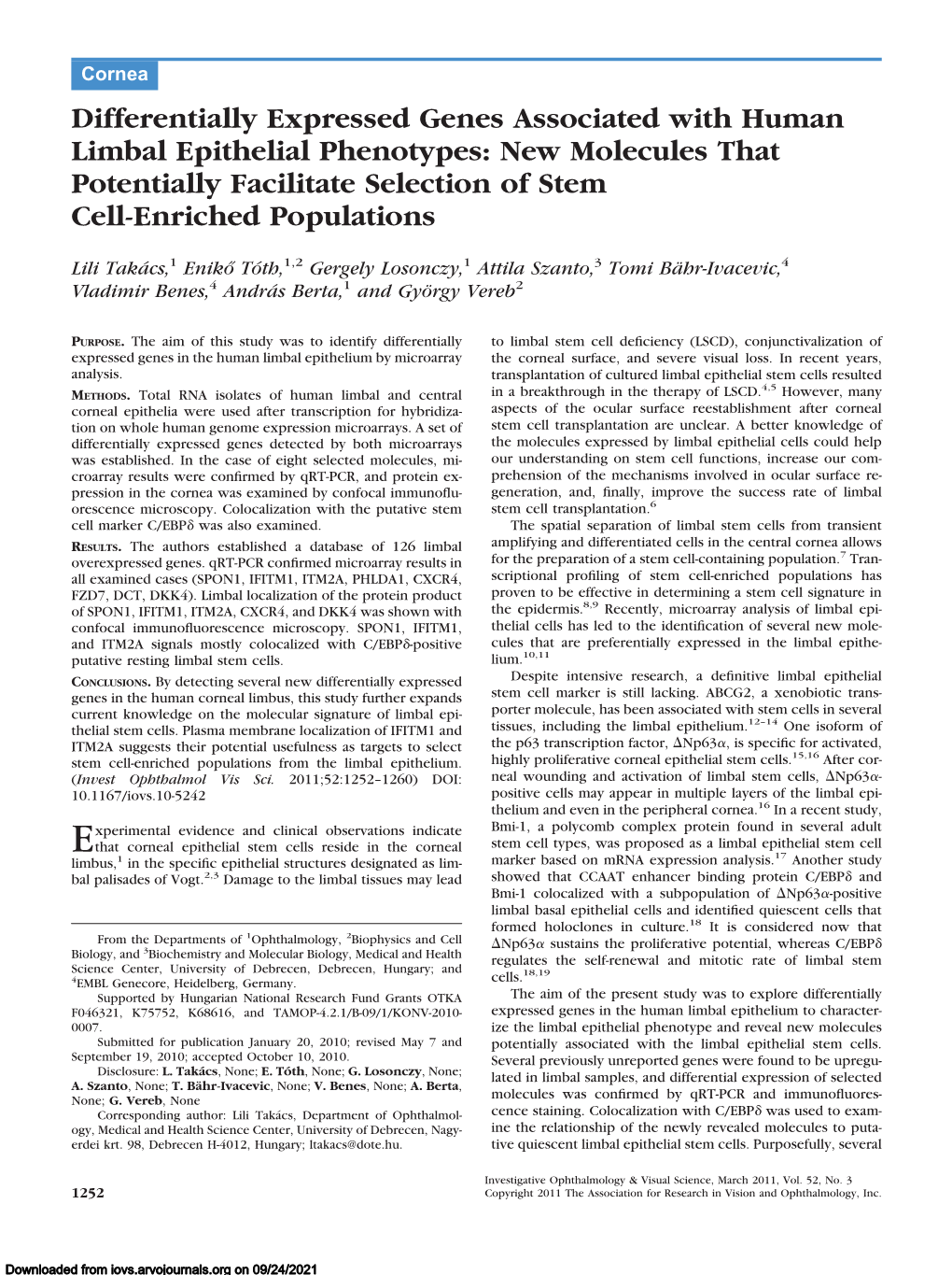 Differentially Expressed Genes Associated with Human