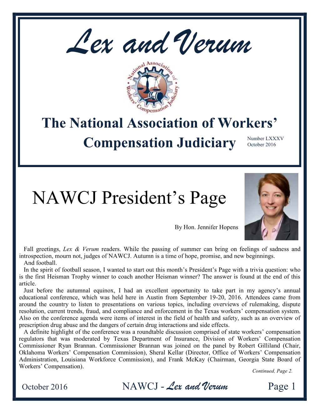 NAWCJ President's Page