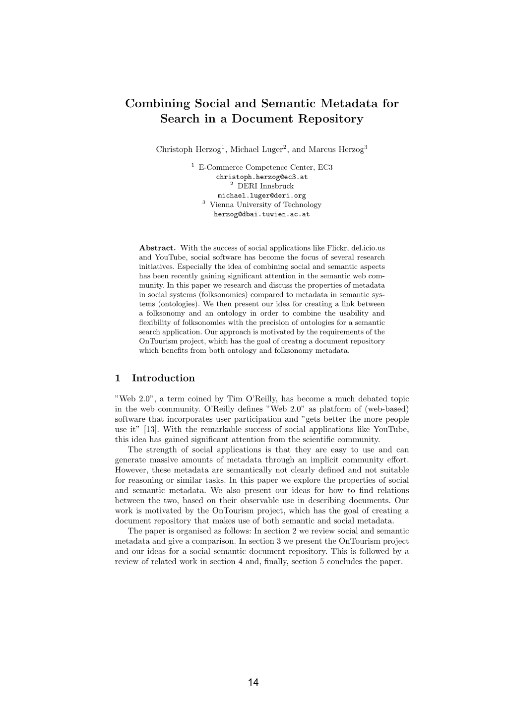 Combining Social and Semantic Metadata for Search in a Document Repository