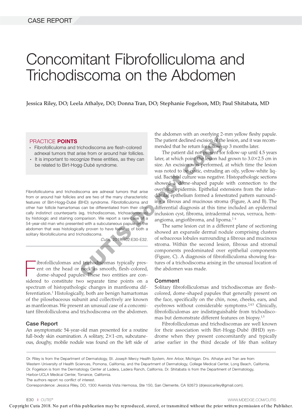 Concomitant Fibrofolliculoma and Trichodiscoma on the Abdomen