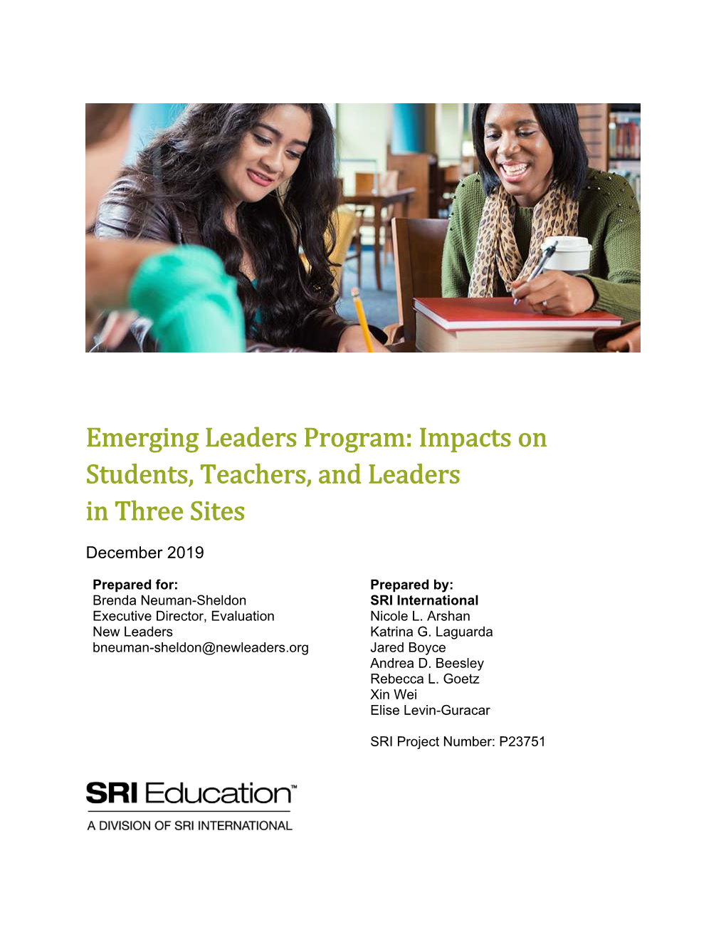 Emerging Leaders Program: Impacts on Students, Teachers, and Leaders in Three Sites