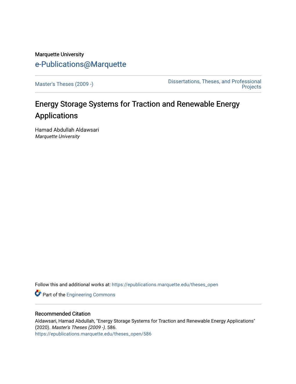 Energy Storage Systems for Traction and Renewable Energy Applications