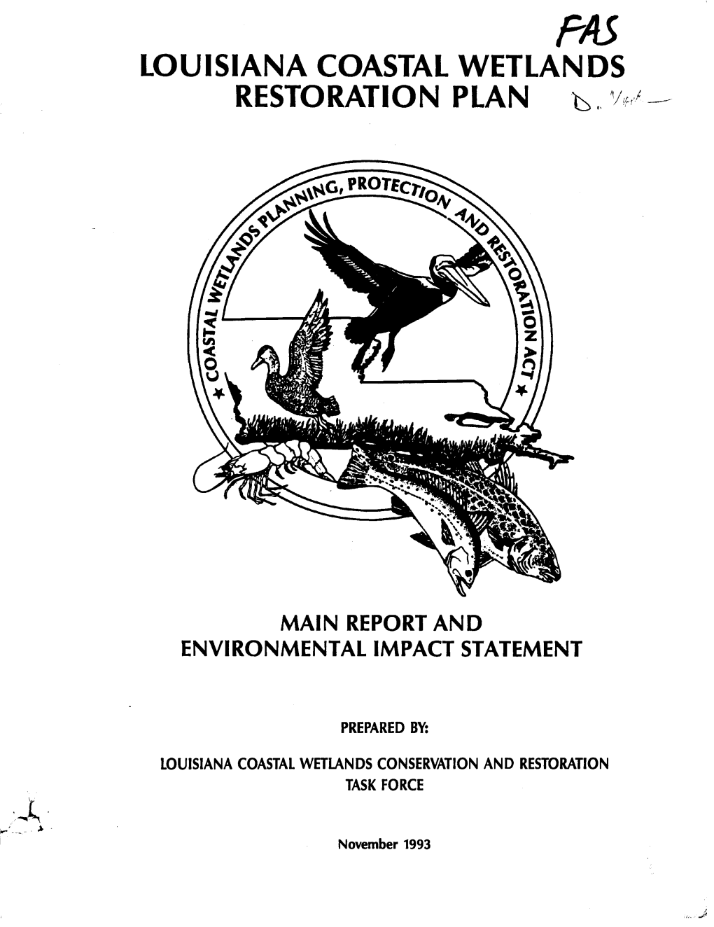 LOUISIANA COASTAL WETLANDS RESTORATION PLAN B,,H/I4,8L