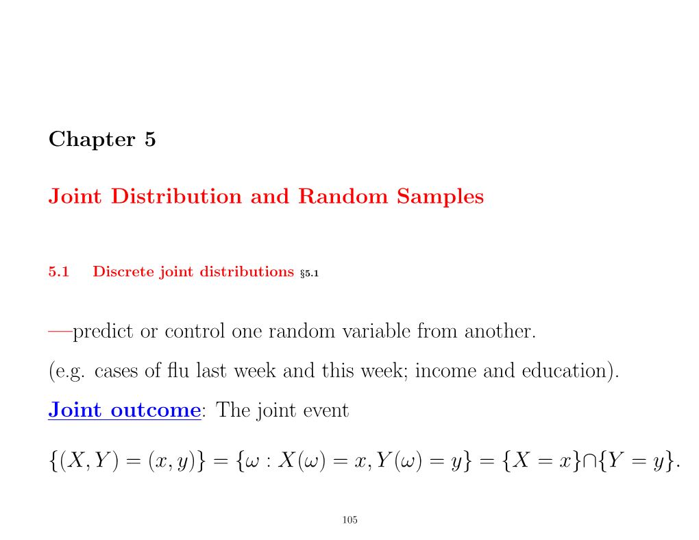 Chapter 5 Joint Distribution and Random Samples