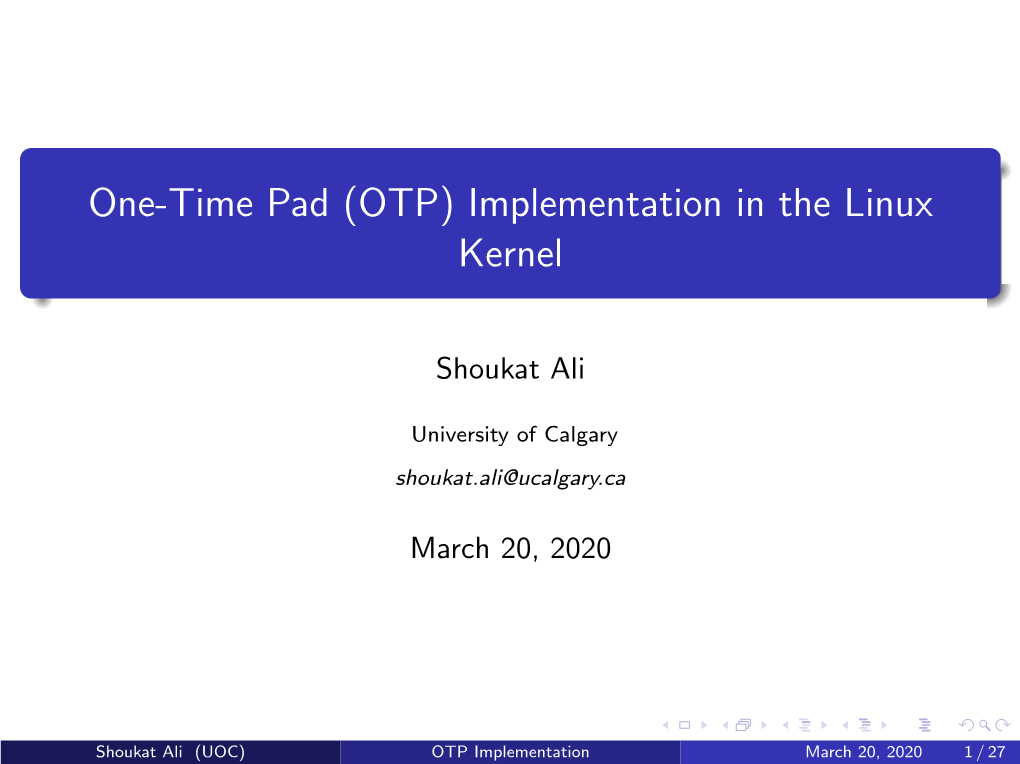 (OTP) Implementation in the Linux Kernel