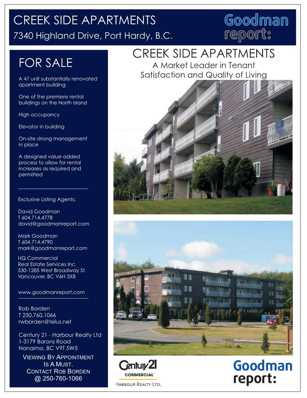 CREEK SIDE APARTMENTS 7340 Highland Drive, Port Hardy, B.C