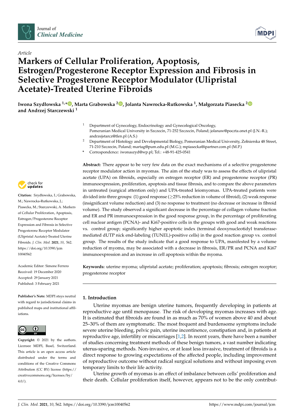 Markers of Cellular Proliferation, Apoptosis, Estrogen/Progesterone