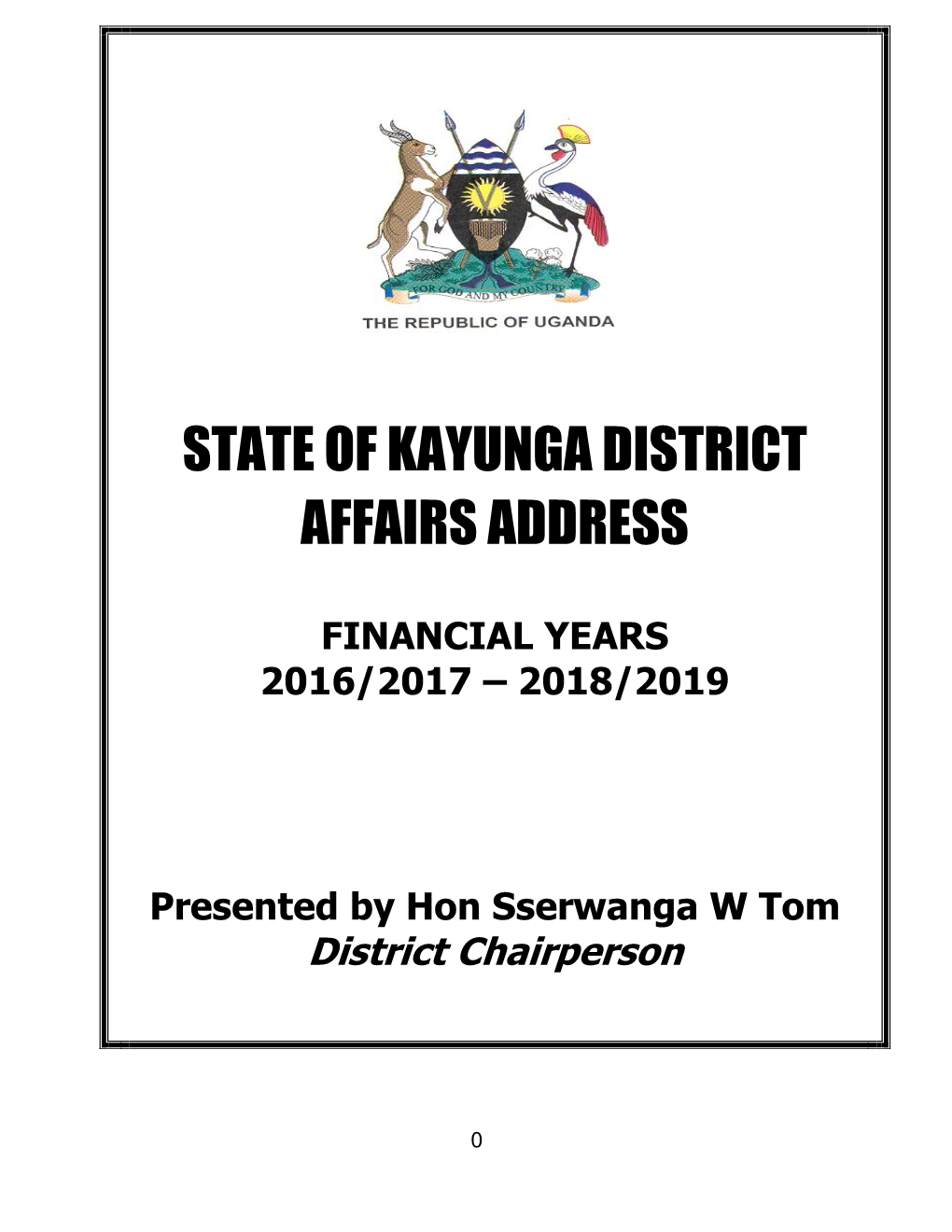 State of Kayunga District Affairs Address -2018-19