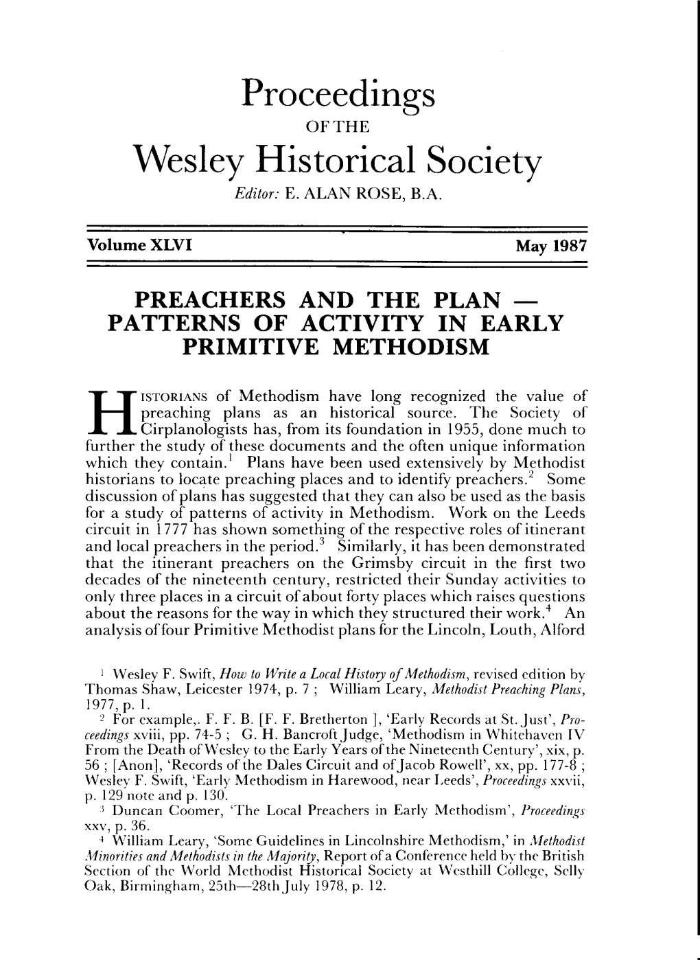Wesley Historical Society Editor: E