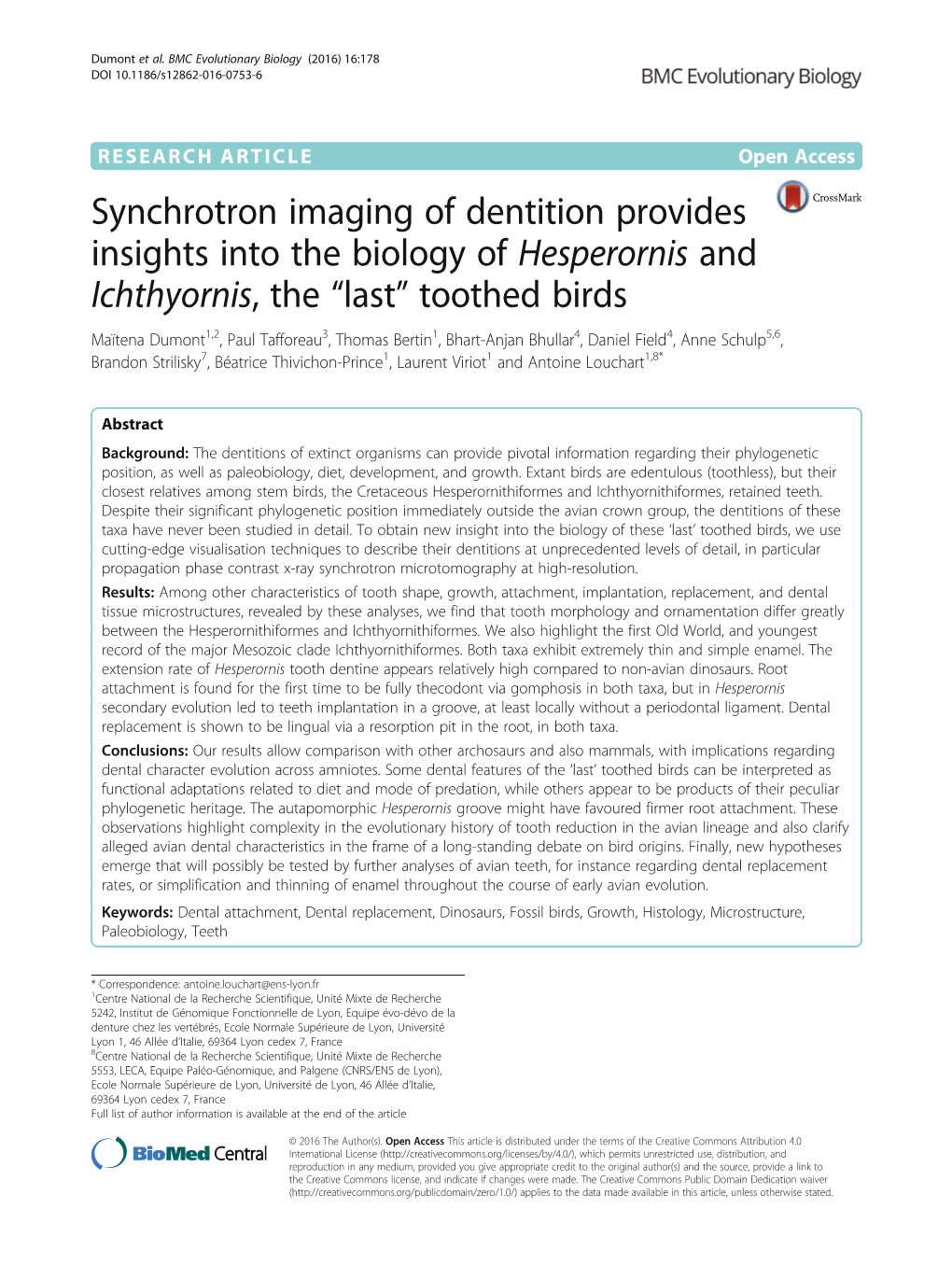 Synchrotron Imaging of Dentition Provides Insights