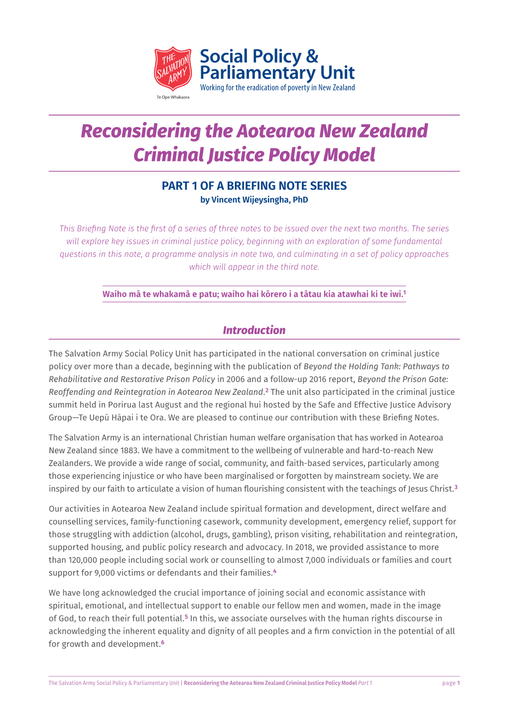 Reconsidering the Aotearoa New Zealand Criminal Justice Policy Model