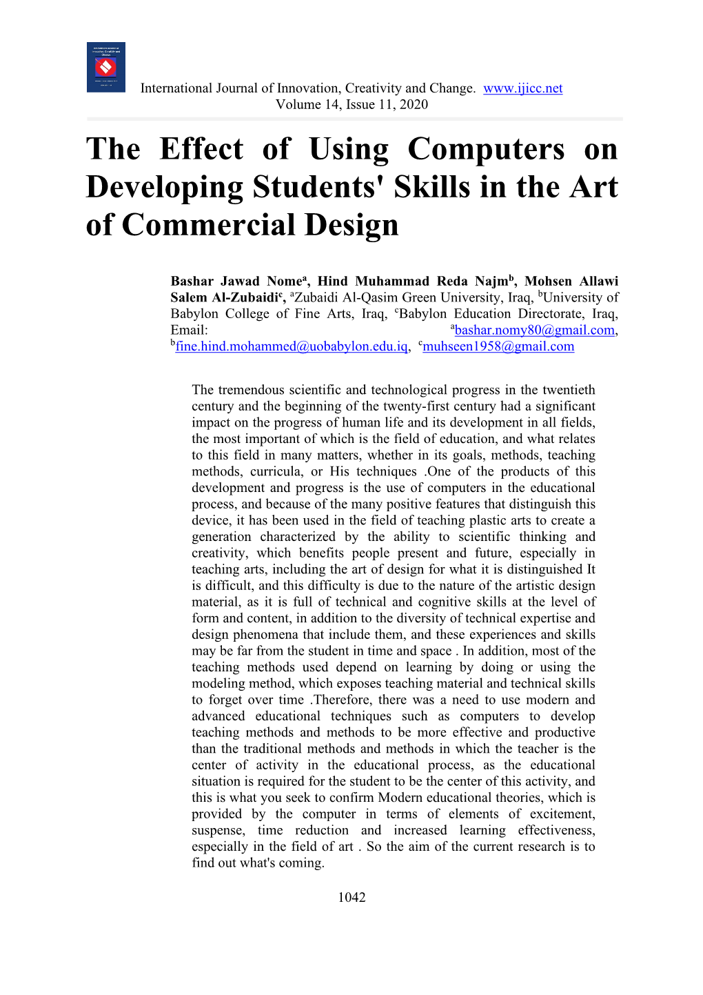 The Effect of Using Computers on Developing Students' Skills in the Art of Commercial Design