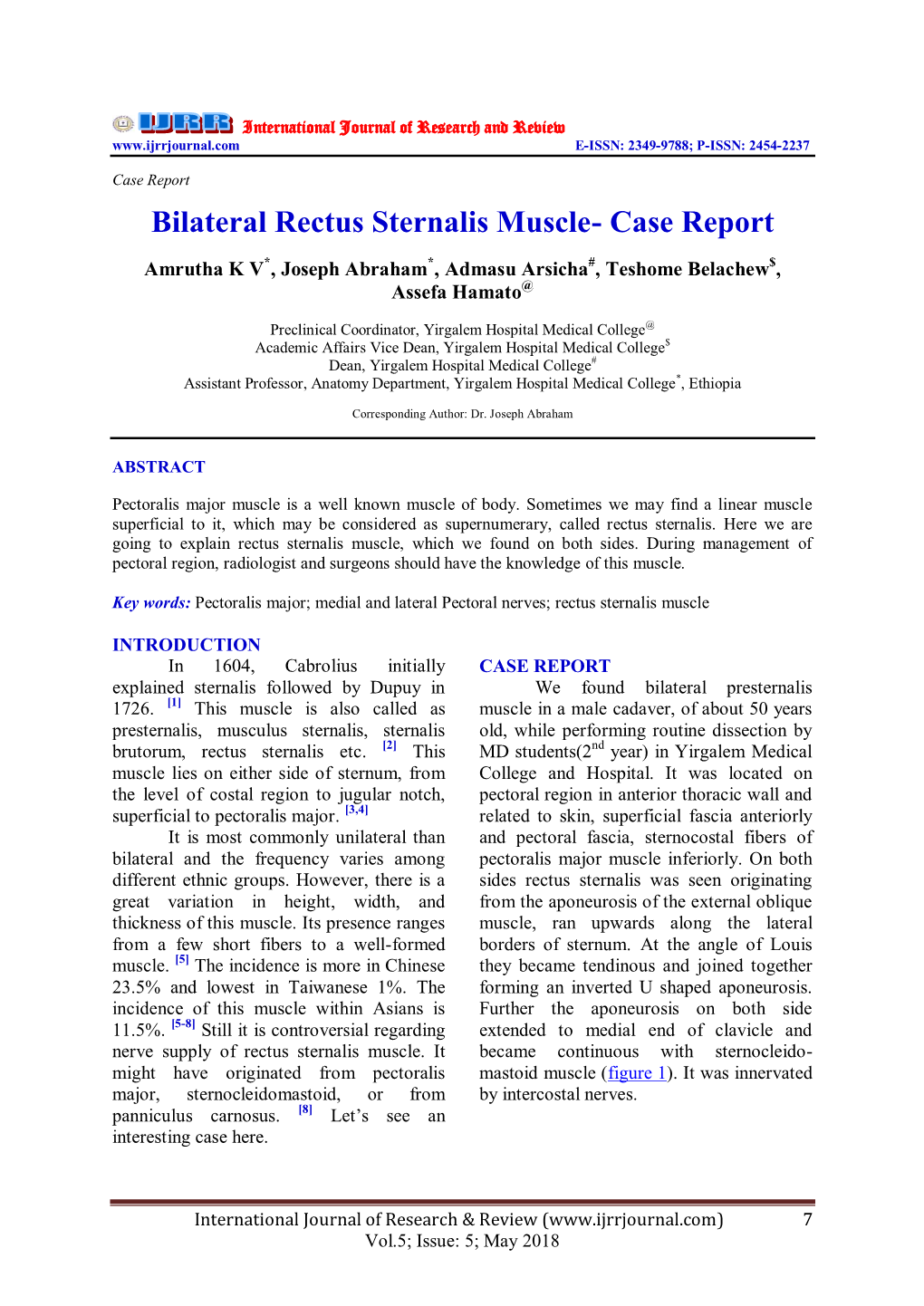 Bilateral Rectus Sternalis Muscle- Case Report