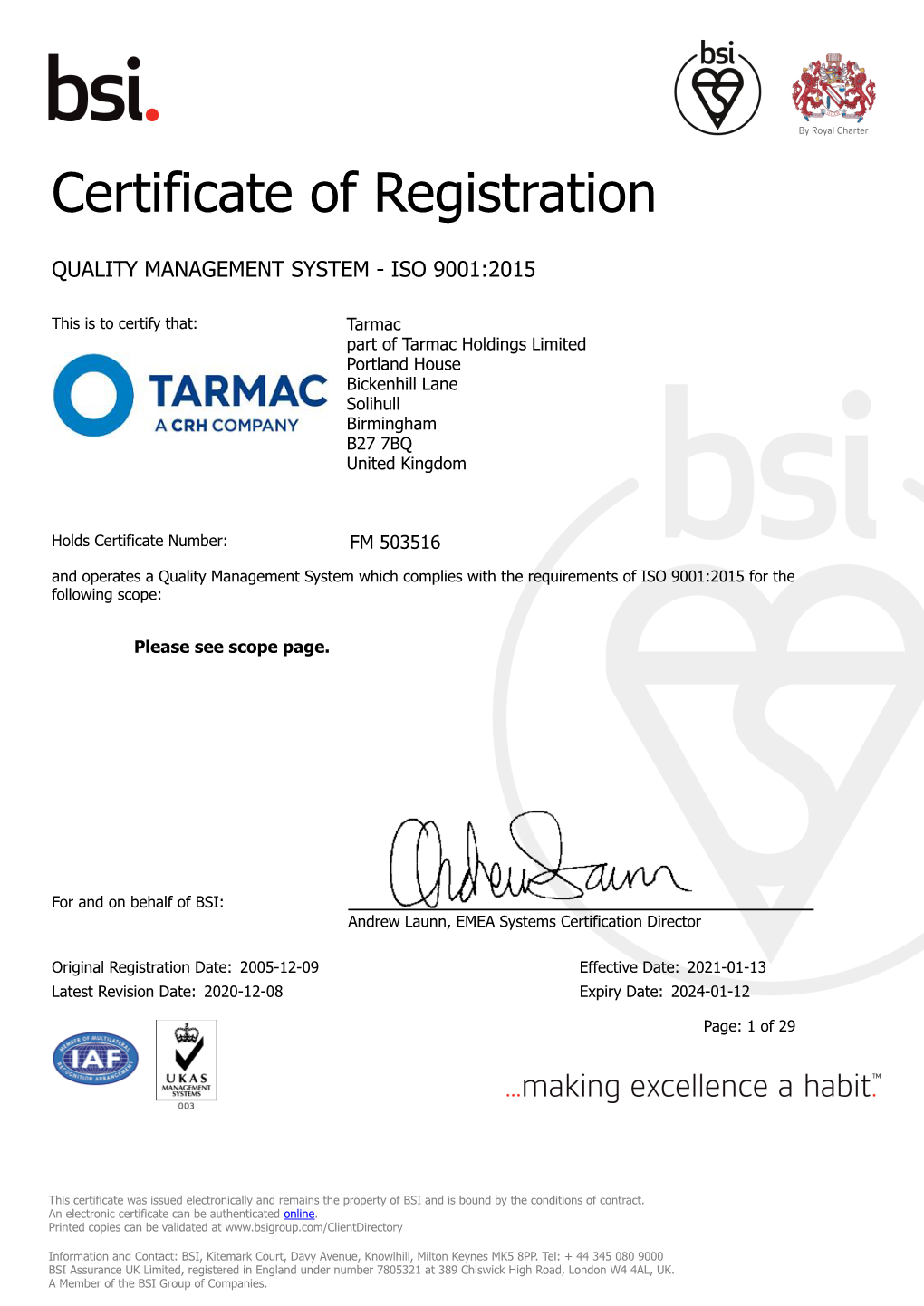 Aggregates ISO 9001 Certificate