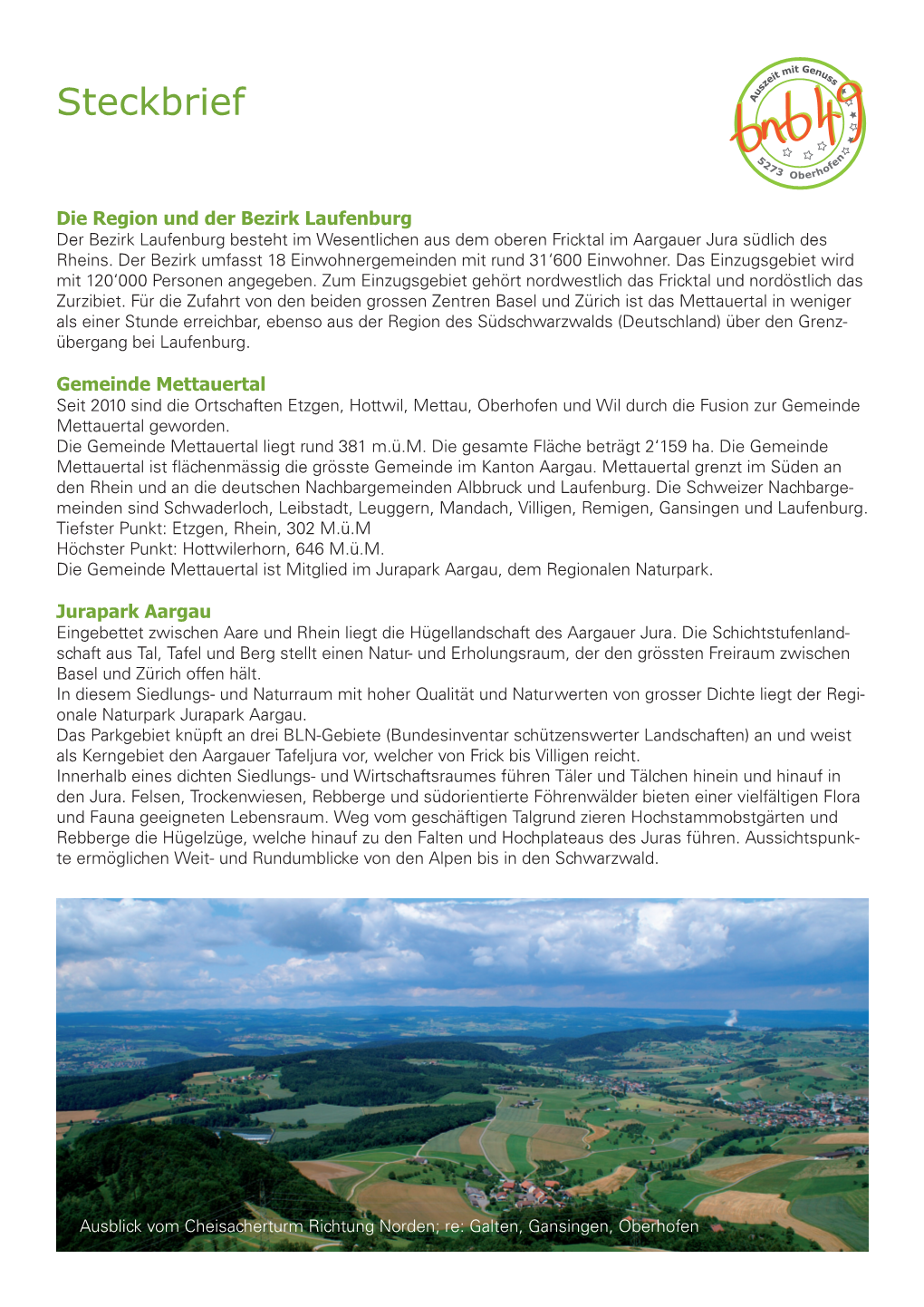 Steckbrief Zur Region