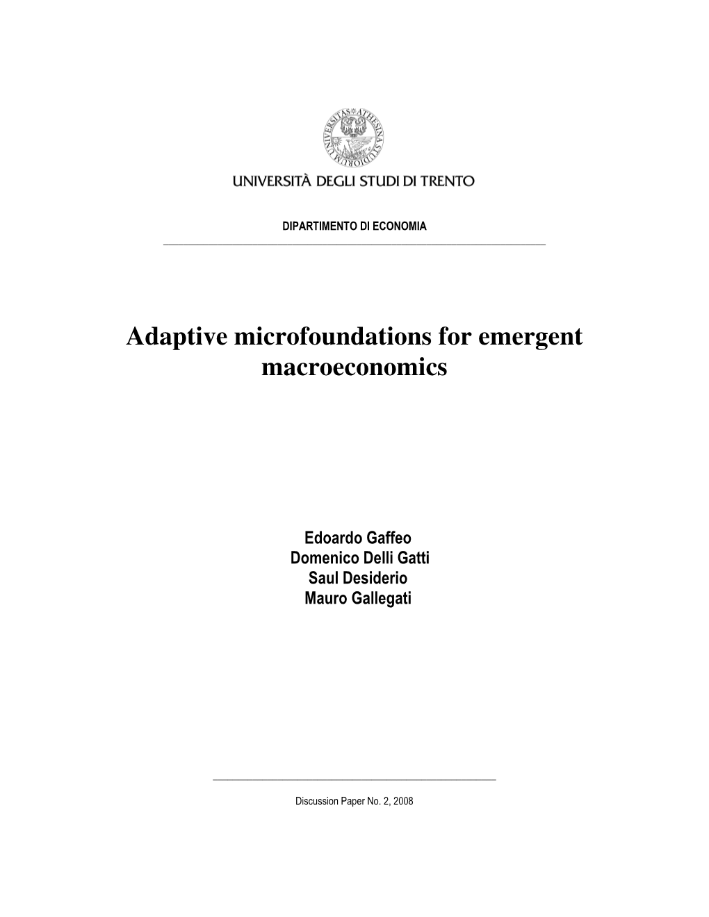 Adaptive Microfoundations for Emergent Macroeconomics