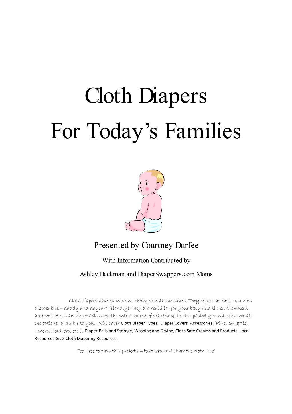 Intro to Cloth Diapers Parent Resource Book