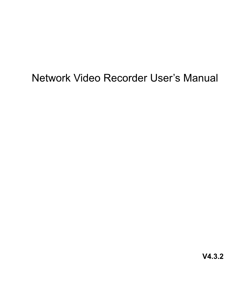 Network Video Recorder User's Manual