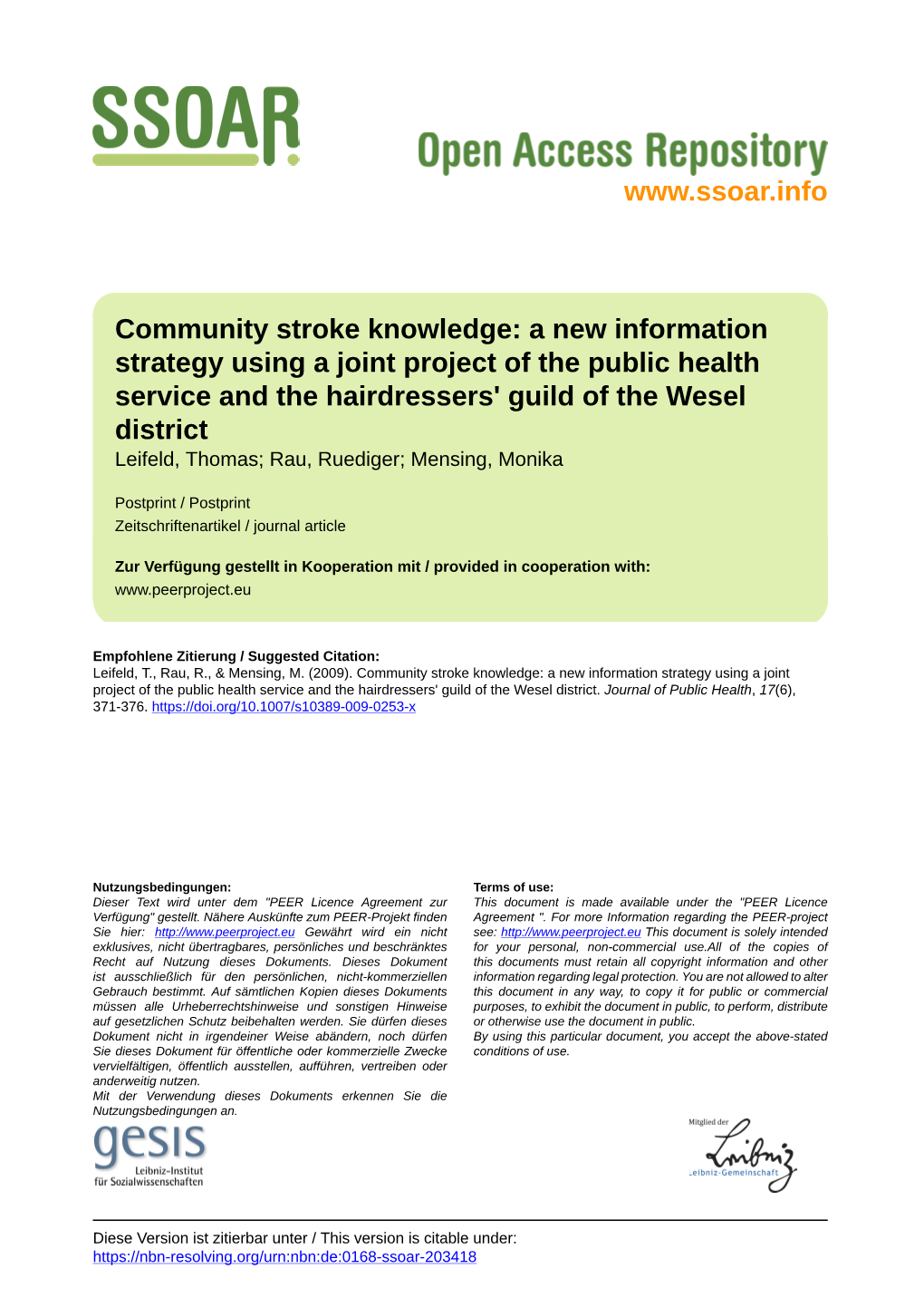 Community Stroke Knowledge: a New Information Strategy Using a Joint