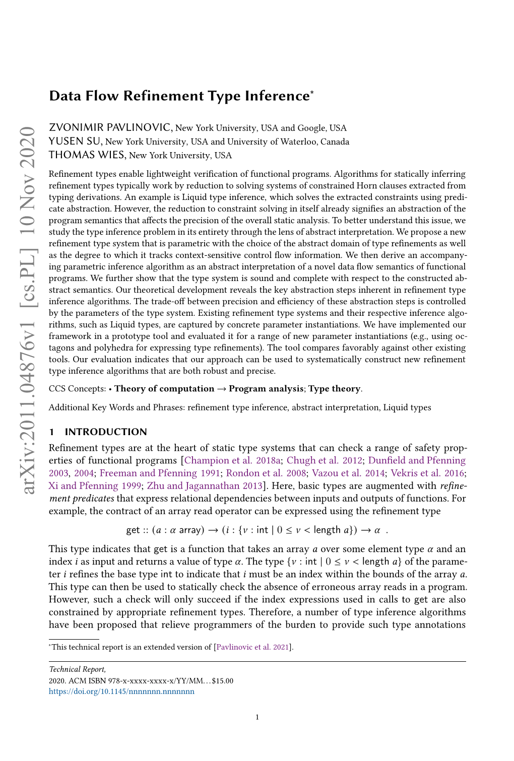 Data Flow Refinement Type Inference Technical Report