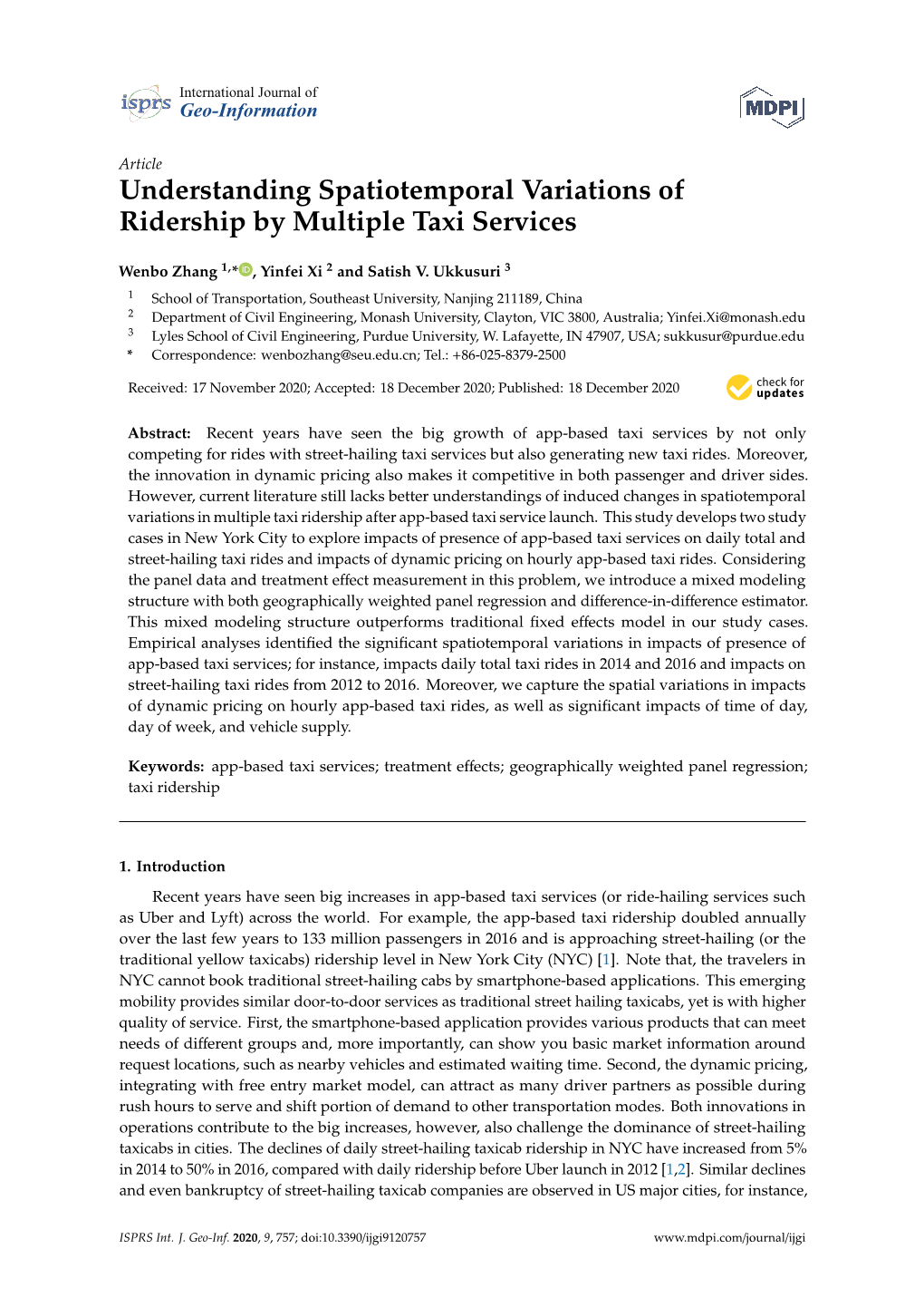 Understanding Spatiotemporal Variations of Ridership by Multiple Taxi Services