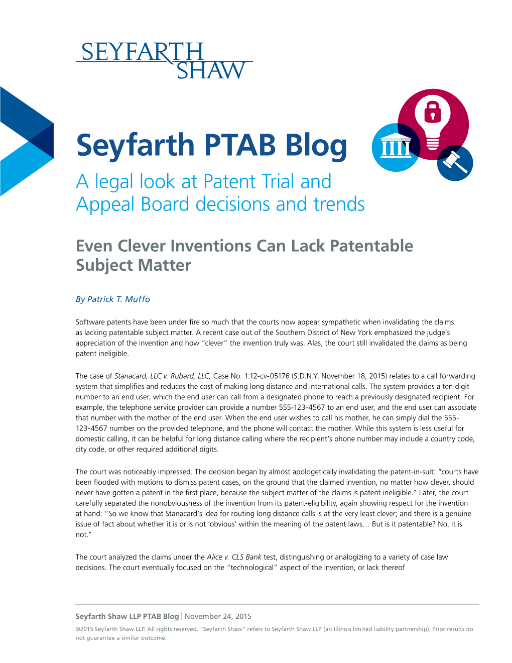 Seyfarth PTAB Blog a Legal Look at Patent Trial and Appeal Board Decisions and Trends