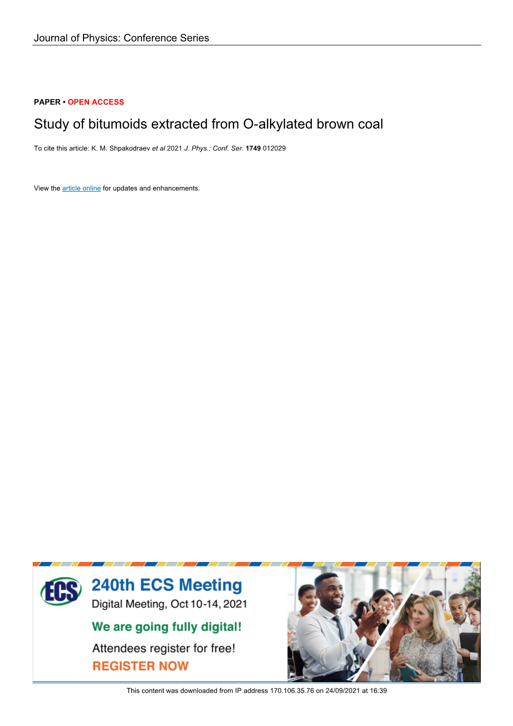Study of Bitumoids Extracted from O-Alkylated Brown Coal