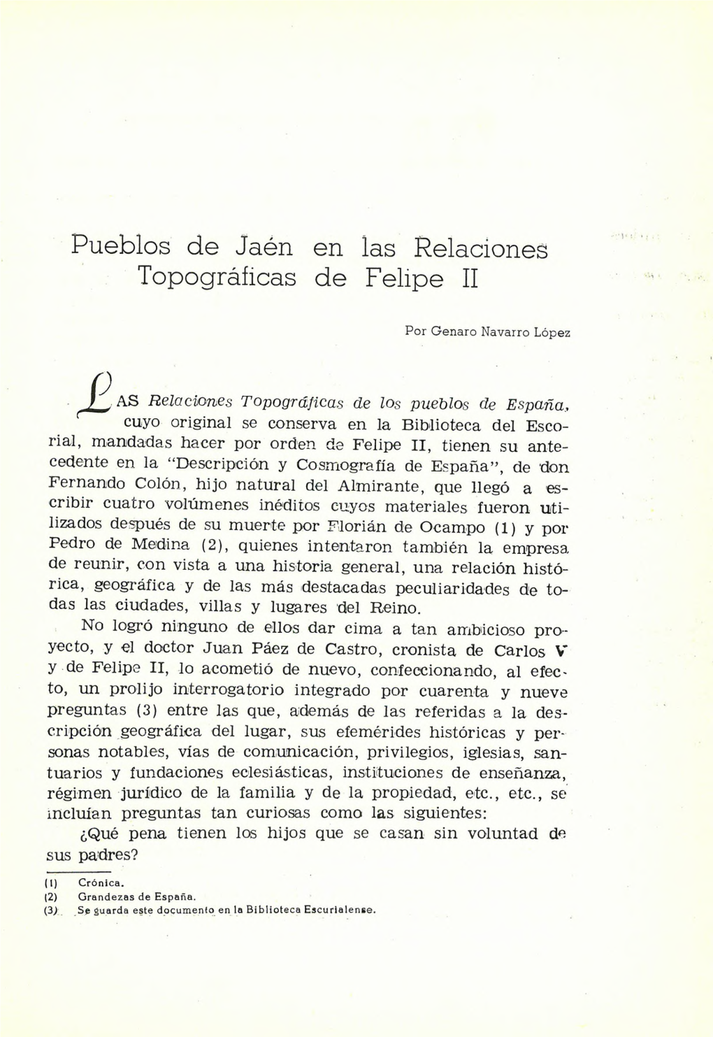 Pueblos De Jaén En Las Relaciones Topográficas De Felipe II