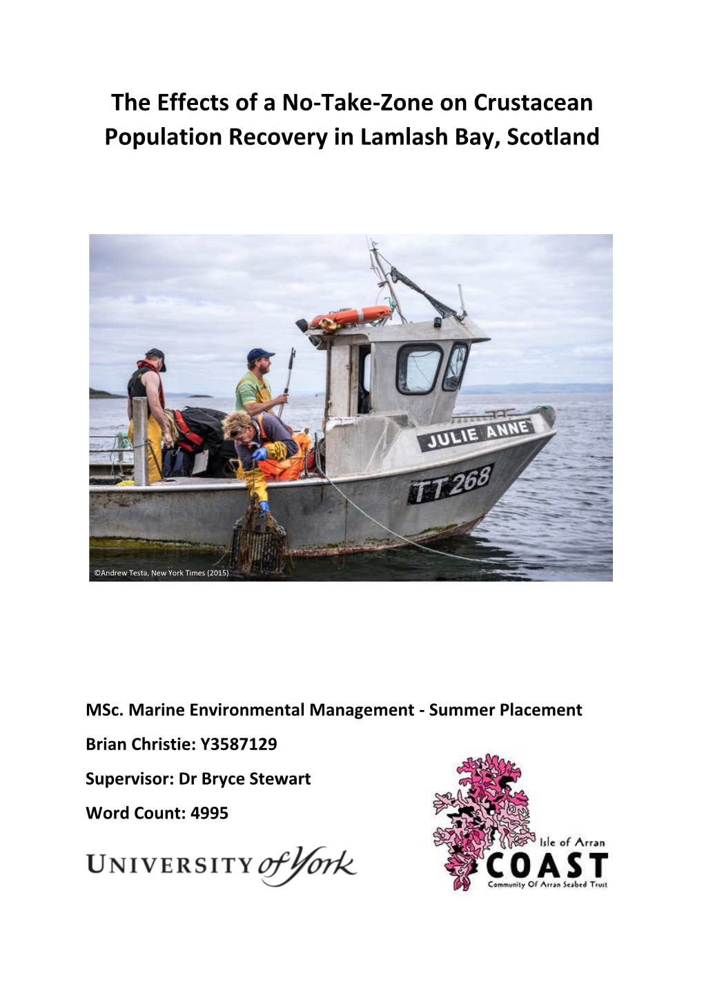 2015 Christie NTZ Crustacean Survey Summer Placement Report